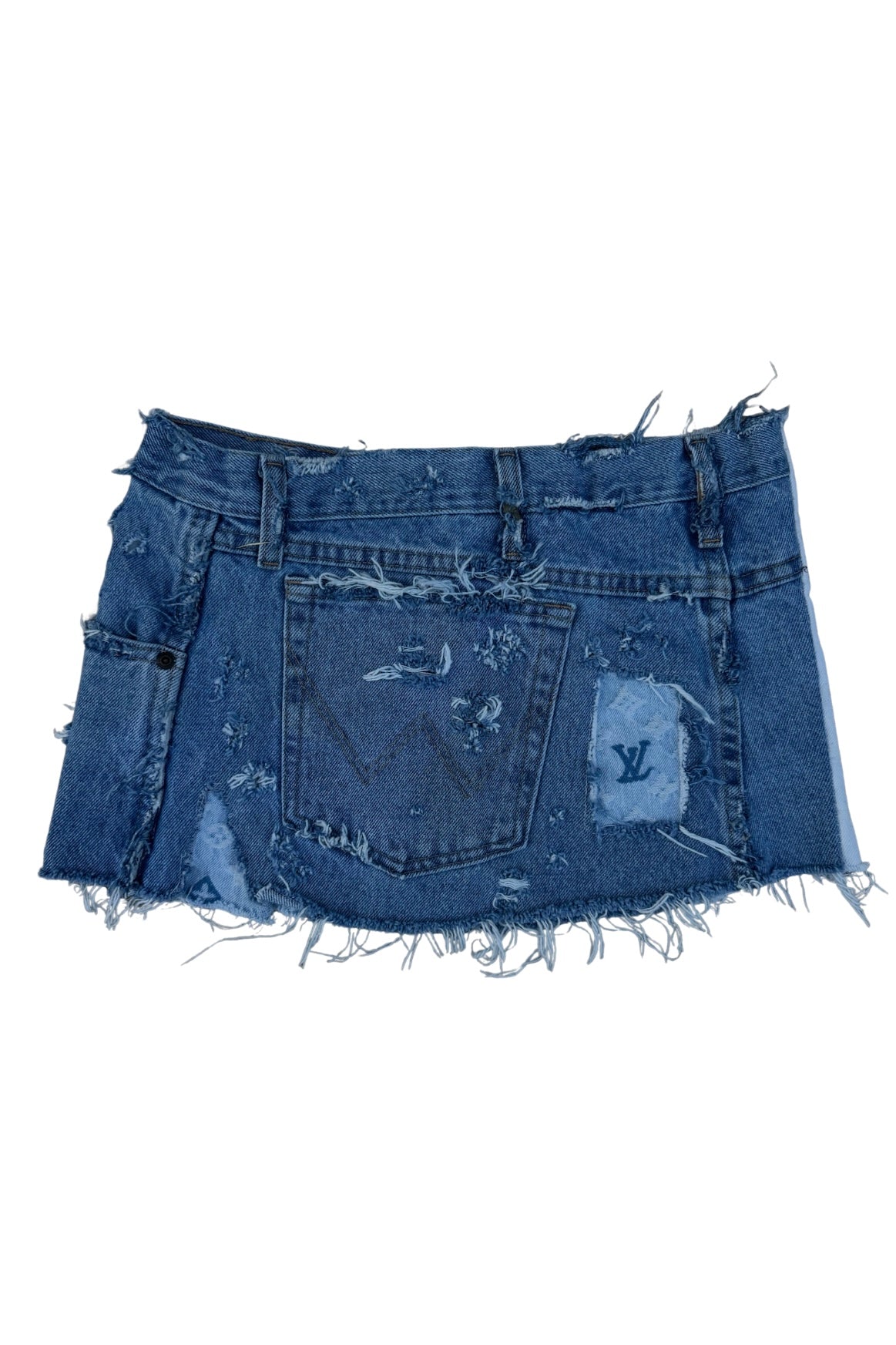 Reworked Distressed LV Skirt 25”